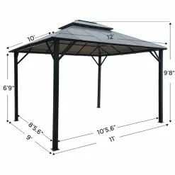 HIO 12 Ft. X 10 Ft. Outdoor Patio Gazebo With Double Roof And Netting -Ceiling Lighting Shop 1941c365017614ae 8770 w800 h800 b1 p0