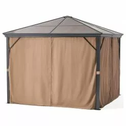 GDFStudio GDF Studio Bali Outdoor 10'x10' Aluminum Framed Gazebo With Curtains, Brown/Blac -Ceiling Lighting Shop 1a11d58702382cb5 8222 w800 h800 b1 p0