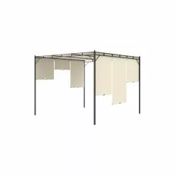Vida XL International B.V. VidaXL Garden Gazebo With Side Curtain 118.1"x118.1"x88.6" Cream Sunshade -Ceiling Lighting Shop 1a71c0cf03934e03 2952 w800 h800 b1 p0