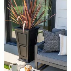 Veradek Brixton Tall Planter, 28", Black -Ceiling Lighting Shop 1b11251d00b00cbd 0329 w800 h800 b0 p0