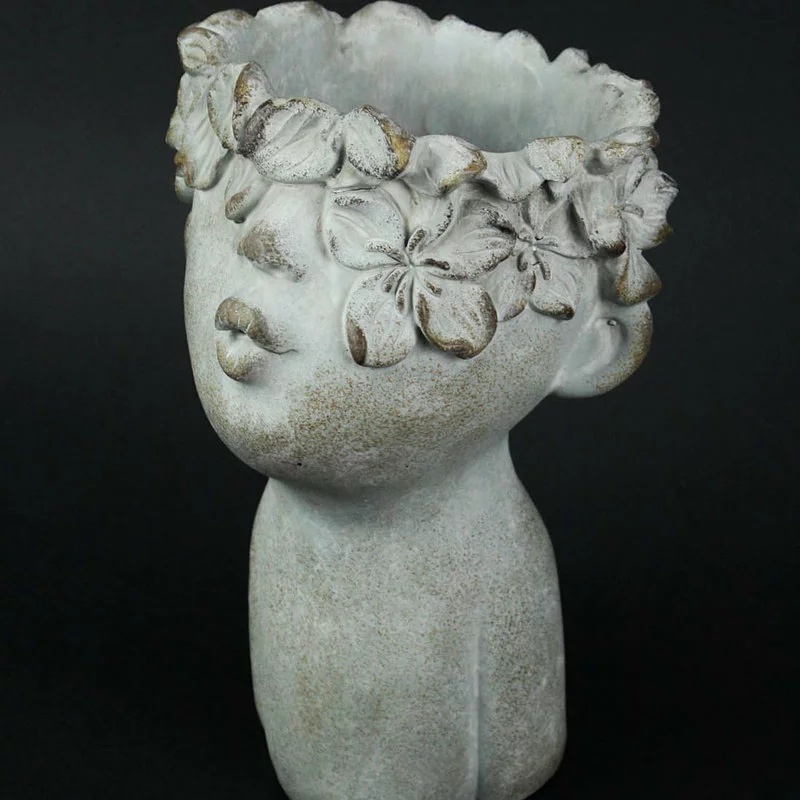 Distinctive Designs Pucker Up Kissing Face Weathered Finish Concrete Head Planter 10 Inches High 2 Distinctive Designs Pucker Up Kissing Face Weathered Finish Concrete Head Planter 10 Inches High - Image 2