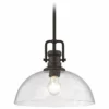 Destination Lighting Seeded Glass Pendant Light Bronze 13-Inch Wide