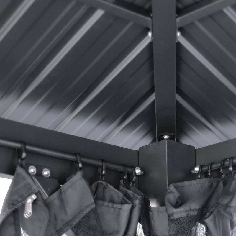 GDFStudio Hester Outdoor Modern Aluminum Hardtop Gazebo, Black 4 GDFStudio Hester Outdoor Modern Aluminum Hardtop Gazebo, Black - Image 4