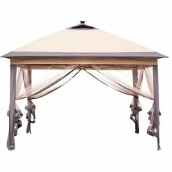 Ainfox 11Ft X 11Ft Double-Roofed Outdoor Gazebo Pop Up Canopy With LED Lights