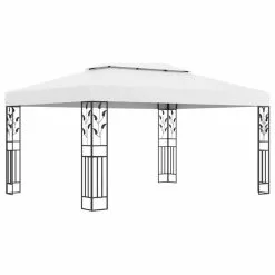 Vida XL International B.V. VidaXL Gazebo With Double Roof 9.8'x13.1' White Garden Outdoor Patio Sunshade