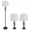 Table Lamps & Floor Set Of 3, Spiral Cage, 3 LED Bulbs Included By Lavish Home