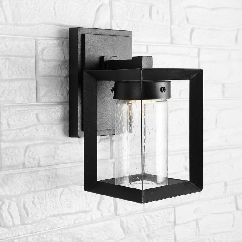JONATHAN Y Nate 6.75" Outdoor Modern Cube Bubble Glass/Metal Integrated LED Sconce, Black 5 JONATHAN Y Nate 6.75" Outdoor Modern Cube Bubble Glass/Metal Integrated LED Sconce, Black - Image 5