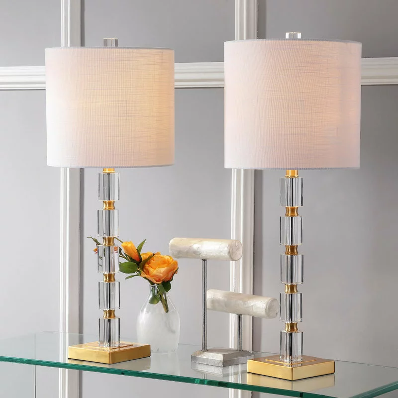 JONATHAN Y Claire 28.5" Crystal Table Lamp, Brass, Set Of 2 3 JONATHAN Y Claire 28.5" Crystal Table Lamp, Brass, Set Of 2 - Image 3