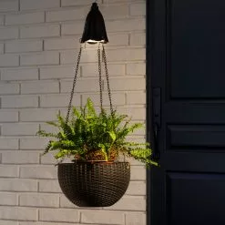 Glitzhome 30"H Solar Lighted Plastic Hanging Planter, Black -Ceiling Lighting Shop 1ed1a6e800d3ec32 1547 w800 h800 b0 p0