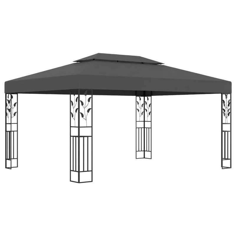 Vida XL International B.V. VidaXL Gazebo With Double Roof 9.8'x13.1' Anthracite Garden Outdoor Sunshade 1 Vida XL International B.V. VidaXL Gazebo With Double Roof 9.8'x13.1' Anthracite Garden Outdoor Sunshade