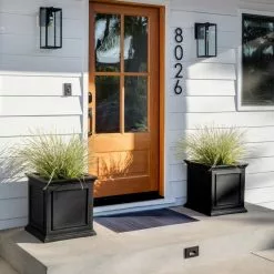 Veradek Brixton Cube Planter, 20", Black -Ceiling Lighting Shop 1f410fe301802977 6729 w800 h800 b0 p0