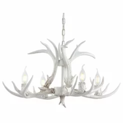 JONATHAN Y Eldora 26" Adjustable Resin Antler 4-Light Led Chandelier, White -Ceiling Lighting Shop 1fa1715b0387c14b 5382 w800 h800 b1 p0