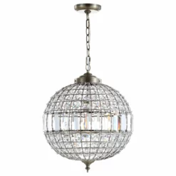 JONATHAN Y Georgina Crystal, Metal LED Chandelier Pendant, Antique Brass, 16" -Ceiling Lighting Shop 1fc156e40387c209 5716 w800 h800 b1 p0
