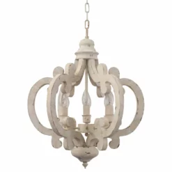 Oaks Aura Cottage Chic Crown Wood Chandelier, 6 Light, Distressed White -Ceiling Lighting Shop 1fd1e2890c7cd72d 0442 w800 h800 b1 p0