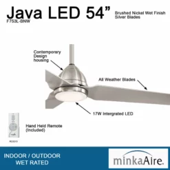 Minka Aire Java 54 In. LED Indoor/Outdoor Brushed Nickel Wet Ceiling Fan -Ceiling Lighting Shop 202197e3024b2cd7 4115 w800 h800 b0 p0
