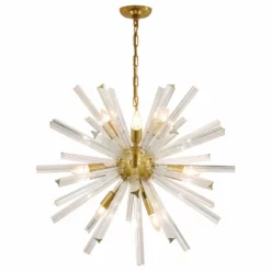 LIGHT CITIZEN Stella Starburst Satin Brass Sputnik Chandelier, 30" Wide