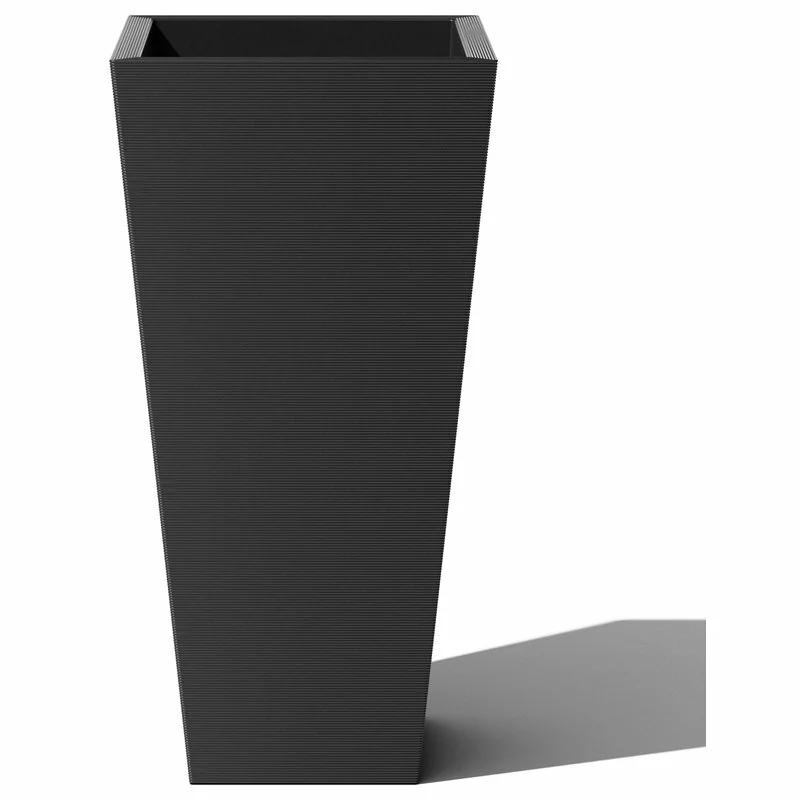 Veradek Pro Series Column Grooved Planter, 40", Black 1 Veradek Pro Series Column Grooved Planter, 40", Black