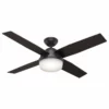 Hunter Fan Company 52" Dempsey Damp Matte Black Ceiling Fan With Light/Remote