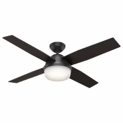 Hunter Fan Company 52" Dempsey Damp Matte Black Ceiling Fan With Light/Remote