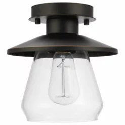Globe Electric Nate 1-Light Oil Rubbed Bronze Semi-Flush Mount Ceiling Light