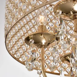 Edvivi Lighting 6-Light Gold Round Beaded Drum Chandelier With Hanging Crystals -Ceiling Lighting Shop 22f1a6c40fc2fbe4 0991 w800 h800 b0 p0