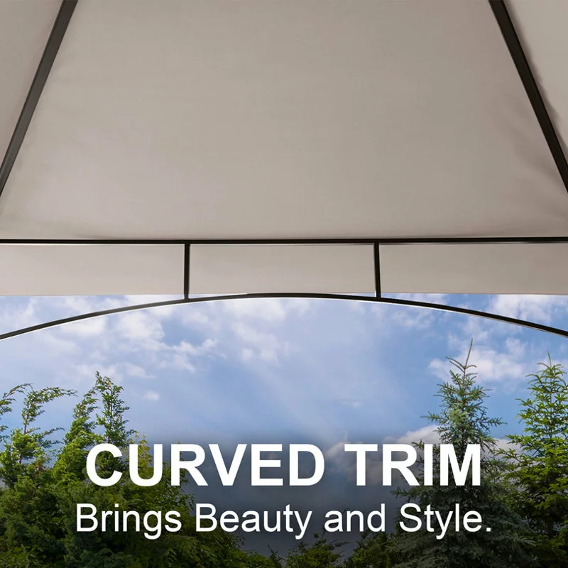 HIO 8 Ft. X 5 Ft. 2-Tier Steel Grill Gazebo With Shelves, Beige 6 HIO 8 Ft. X 5 Ft. 2-Tier Steel Grill Gazebo With Shelves, Beige - Image 6