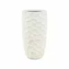 LuxenHome White MgO 22.4in. H White Geometric Pattern Round Tall Planter