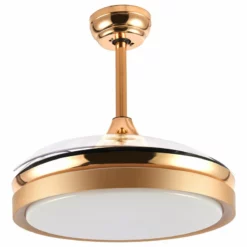 Star Home Décor 36" Retractable Ceiling Fan With LED Light & Remote, CCT Dimmable, French Gold