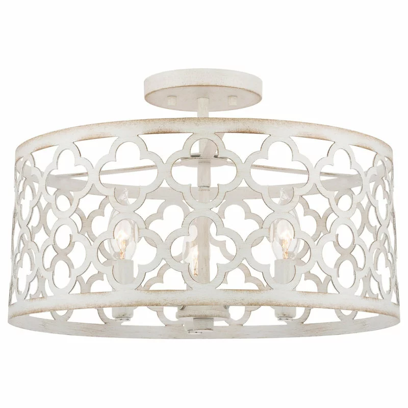 Kira Home Sutton 16" Ceiling Light, Metal Drum Shade, Antique White 1 Kira Home Sutton 16" Ceiling Light, Metal Drum Shade, Antique White