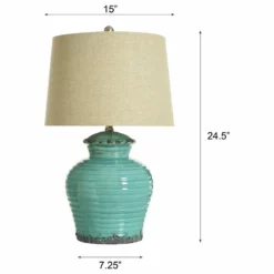 StyleCraft Home Collection Turquoise Ceramic Jug Table Lamp With Natural Linen Shade -Ceiling Lighting Shop 27910b710307cc6e 8878 w800 h800 b1 p0