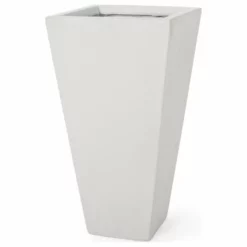 GDFStudio Ephraim Outdoor Cast Stone Planter, Matte White, Small
