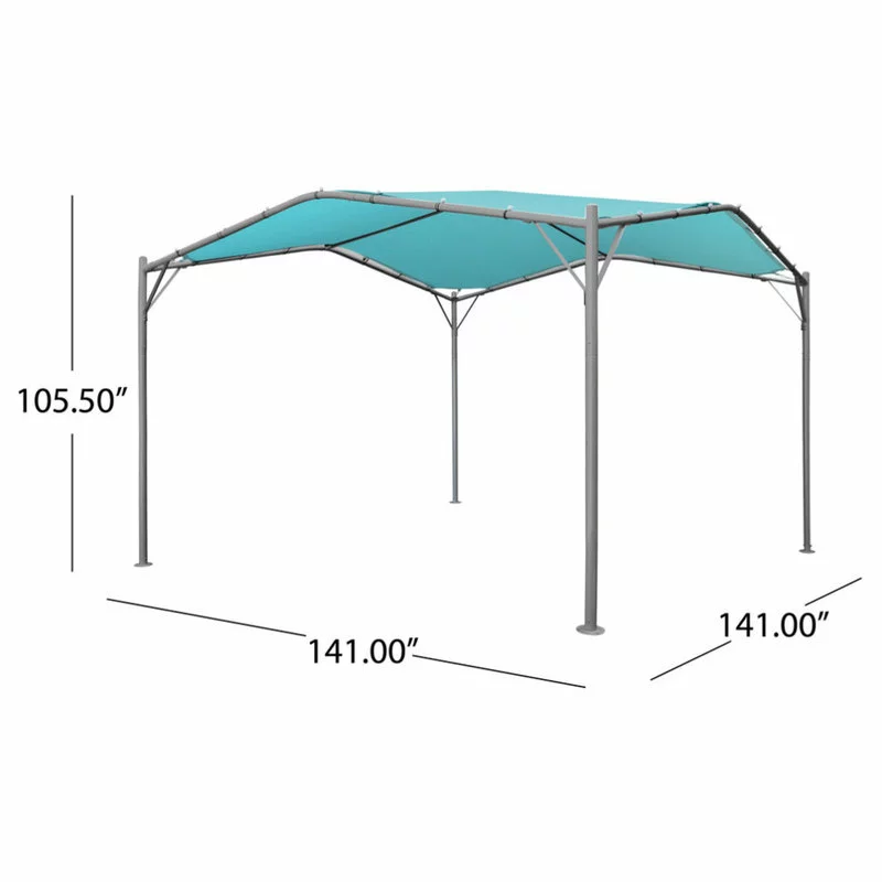 GDFStudio GDF Studio Poppy Outdoor 11.5'x11.5' Modern Gazebo Canopy, Teal 3 GDFStudio GDF Studio Poppy Outdoor 11.5'x11.5' Modern Gazebo Canopy, Teal - Image 3