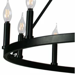 Canyon Home 12-Light Chandelier Wagon Wheel, 37” Wide, Matte Black Steel -Ceiling Lighting Shop 2841f2ca0c95015a 3687 w800 h800 b1 p0