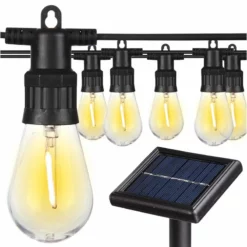 Yescom 48' Solar String Lights 15 LED Bulbs Outdoor Patio Bistro Wedding Christmas