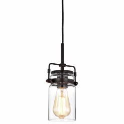 Edvivi Lighting 1-Light Oil Rubbed Bronze Pendant With Glass Jar Sconces -Ceiling Lighting Shop 29111a4e0f8e88b8 4525 w800 h800 b1 p0