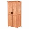 Leisure Season Farmhouse Wood Vertical Storage Shed In Medium Brown