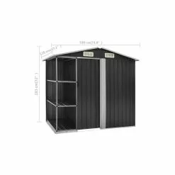 Vida XL International B.V. VidaXL Garden Shed With Rack Anthracite Iron Outdoor Storage Building House -Ceiling Lighting Shop 2991915303779e70 8906 w800 h800 b1 p0