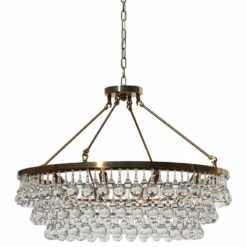 Lightupmyhome Celeste 32" Glass Drop Chandelier, Brass, Hanging Or Flush Mount