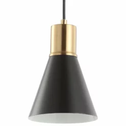 JONATHAN Y Apollo Metal LED Pendant, Black, Brass Gold, Black/Brass Gold, Width: 6.00" -Ceiling Lighting Shop 2aa142470389373a 2976 w800 h800 b1 p0