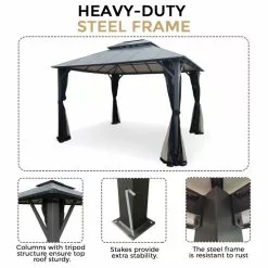 HIO 12 Ft. X 10 Ft. Outdoor Patio Gazebo With Double Roof And Netting -Ceiling Lighting Shop 2ad17bba017614b0 8770 w800 h800 b1 p0