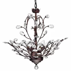 Edvivi Lighting 4-Light Antique Copper Finish Vine And Crystal Chandelier Glam Lighting