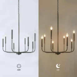 LNC Lighting LNC Forest 8-Light Modern Candle-Style Distressed Rusty Bronze Chandelier 36"H -Ceiling Lighting Shop 2bb14bef0359f166 7296 w800 h800 b0 p0