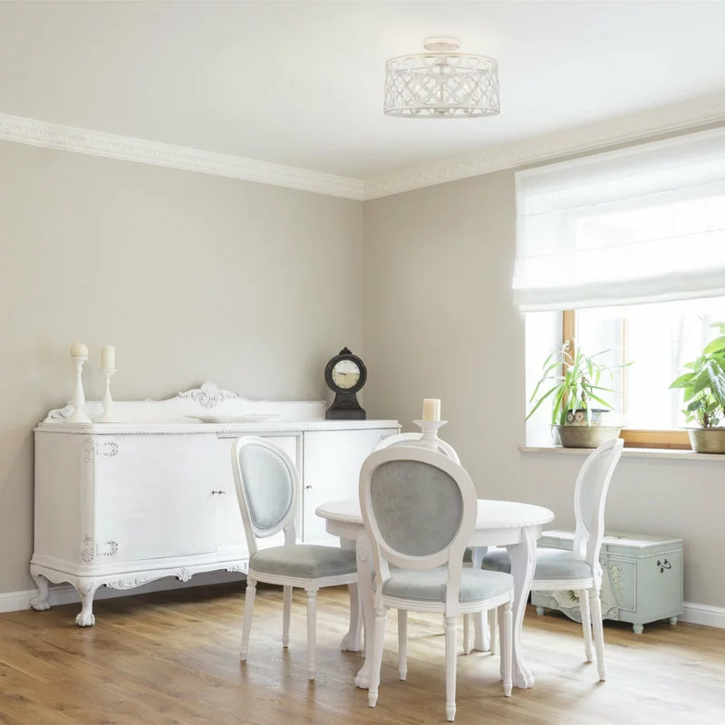 Kira Home Sutton 16" Ceiling Light, Metal Drum Shade, Antique White 2 Kira Home Sutton 16" Ceiling Light, Metal Drum Shade, Antique White - Image 2