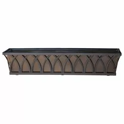 Hooks And Lattive Arch Decora Window Box With Bronze Tone Liner, 36"
