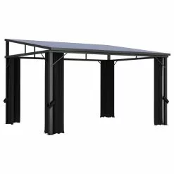 Vida XL International B.V. VidaXL Gazebo With Curtain Anthracite Garden Canopy Shelter Party Tent Marquee
