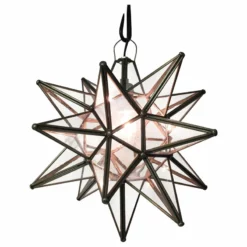 Quintana Roo Moravian Star Light, Seedy Glass With Bronze Trim, 15" Diameter, With Mount Kit