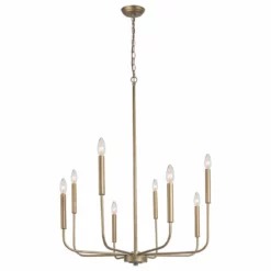 LNC Lighting LNC 8-Light Antique Gold Modern And Contemporary Linear Chaderlier 36"H