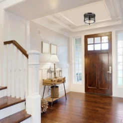 Globe Electric Wexford 3-Light Dark Bronze Semi-Flush Mount Ceiling Light, Clear Glass -Ceiling Lighting Shop 32a1c7d60bec9558 5740 w800 h800 b0 p0