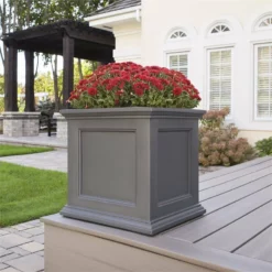 Mayne - Outdoor Products Of Distinction Mayne Fairfield 20x20" Square Traditional Plastic Planter In Graphite Gray -Ceiling Lighting Shop 33111dd401aeae7d 7969 w800 h800 b0 p0