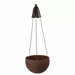 Glitzhome 30" Solar Lighted Hanging Plastic Basket/Planter